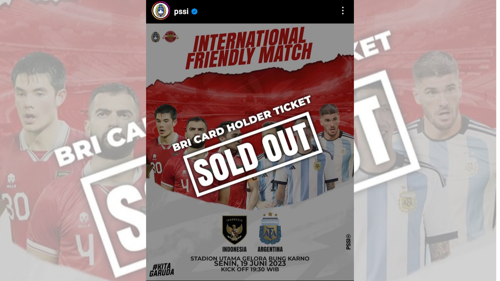 Tiket pertandingan Indonesia vs Argentina