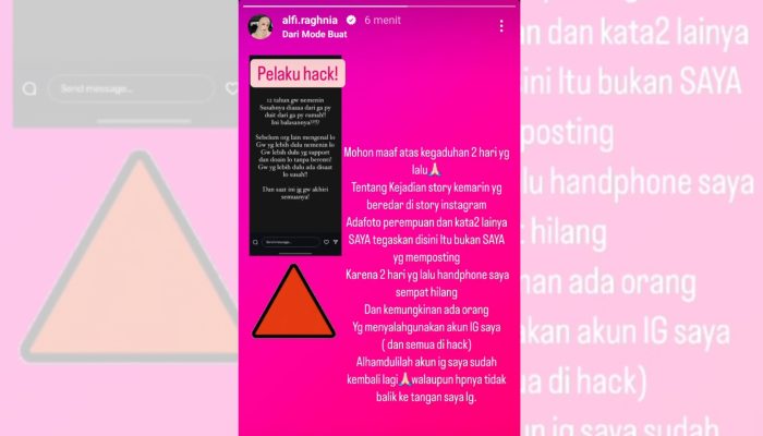 HP Hilang, Akun Instagram Istri Calon Walikota Cilegon Robinsar Sempat di Hack