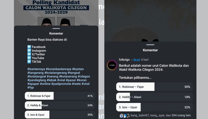 Unggul di Sejumlah Polling Instagram, Robinsar-Fajar Bisa Menang di Pilkada Cilegon 2024