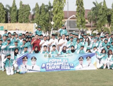 Pelepasan kontingen atlet Kota Cilegon yang akan bertanding pada POPDA XII Banten 2026.